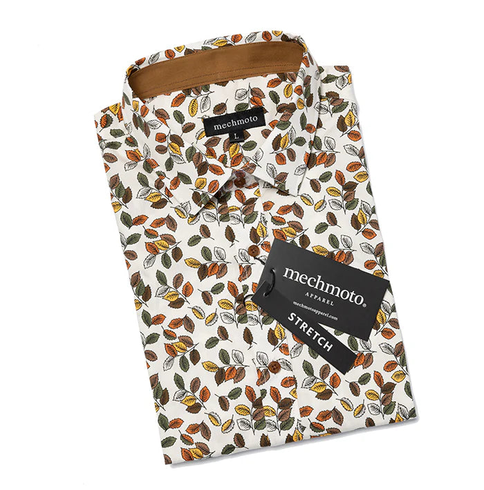 STRETCH LEAF PRINT W-CONTRAST COLLAR