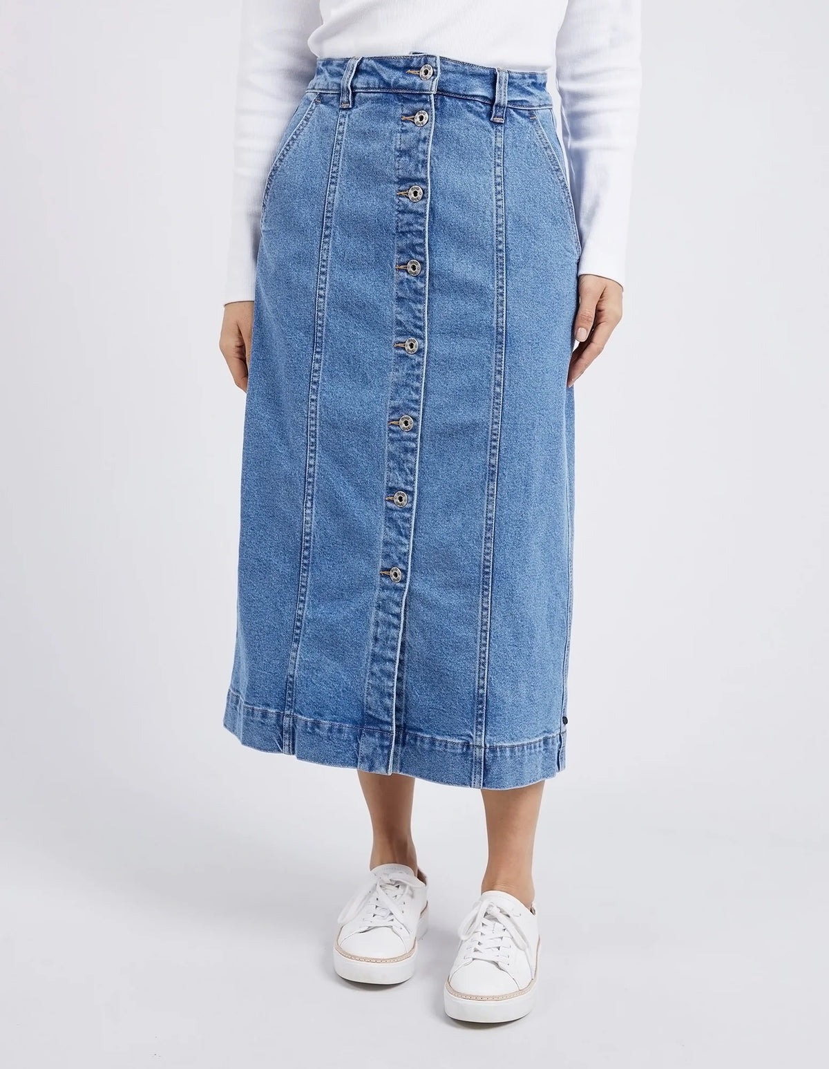 FLORENCE BUTTON THRU DENIM SKIRT