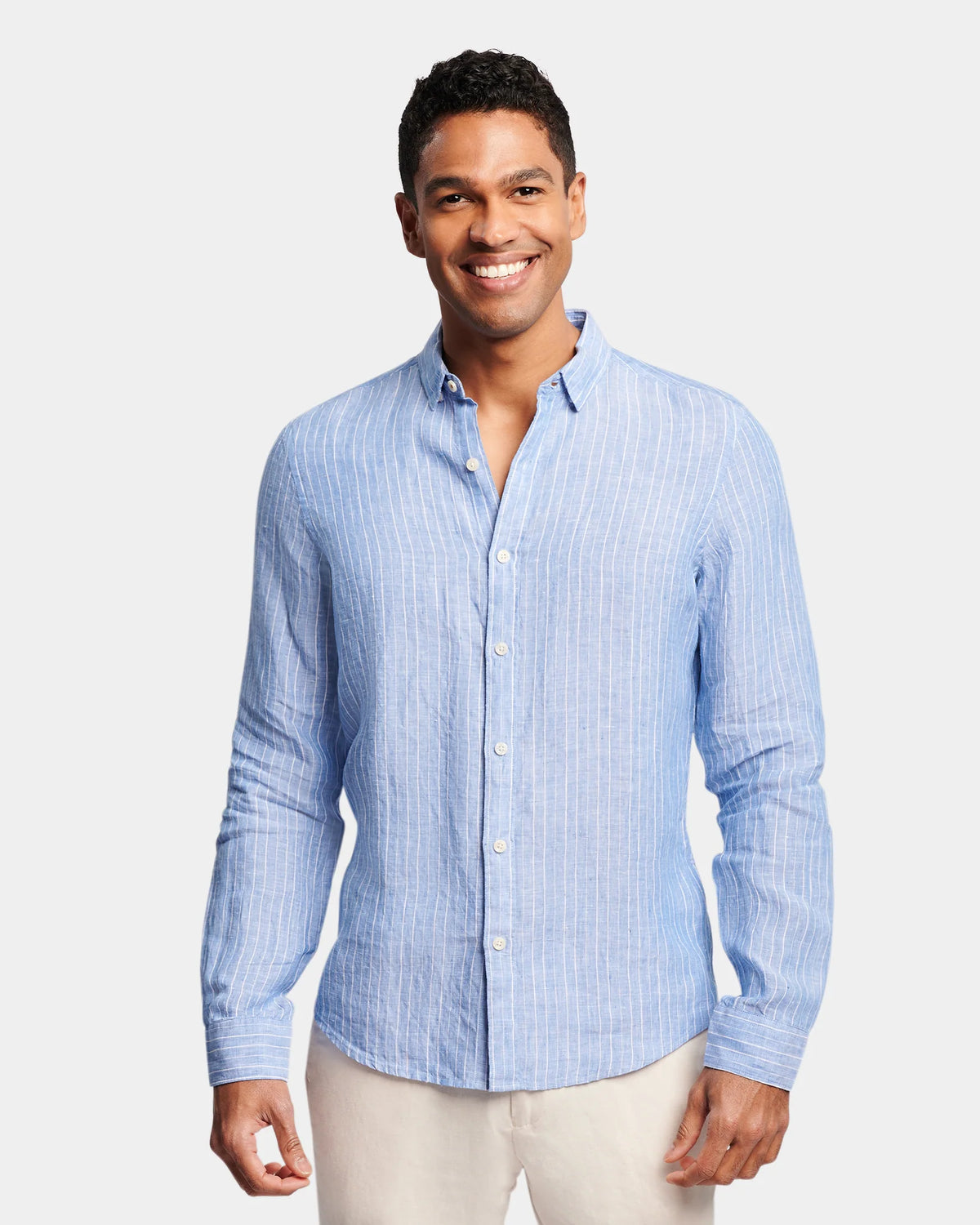 LINEN STRIPE CASUAL LS SHIRT