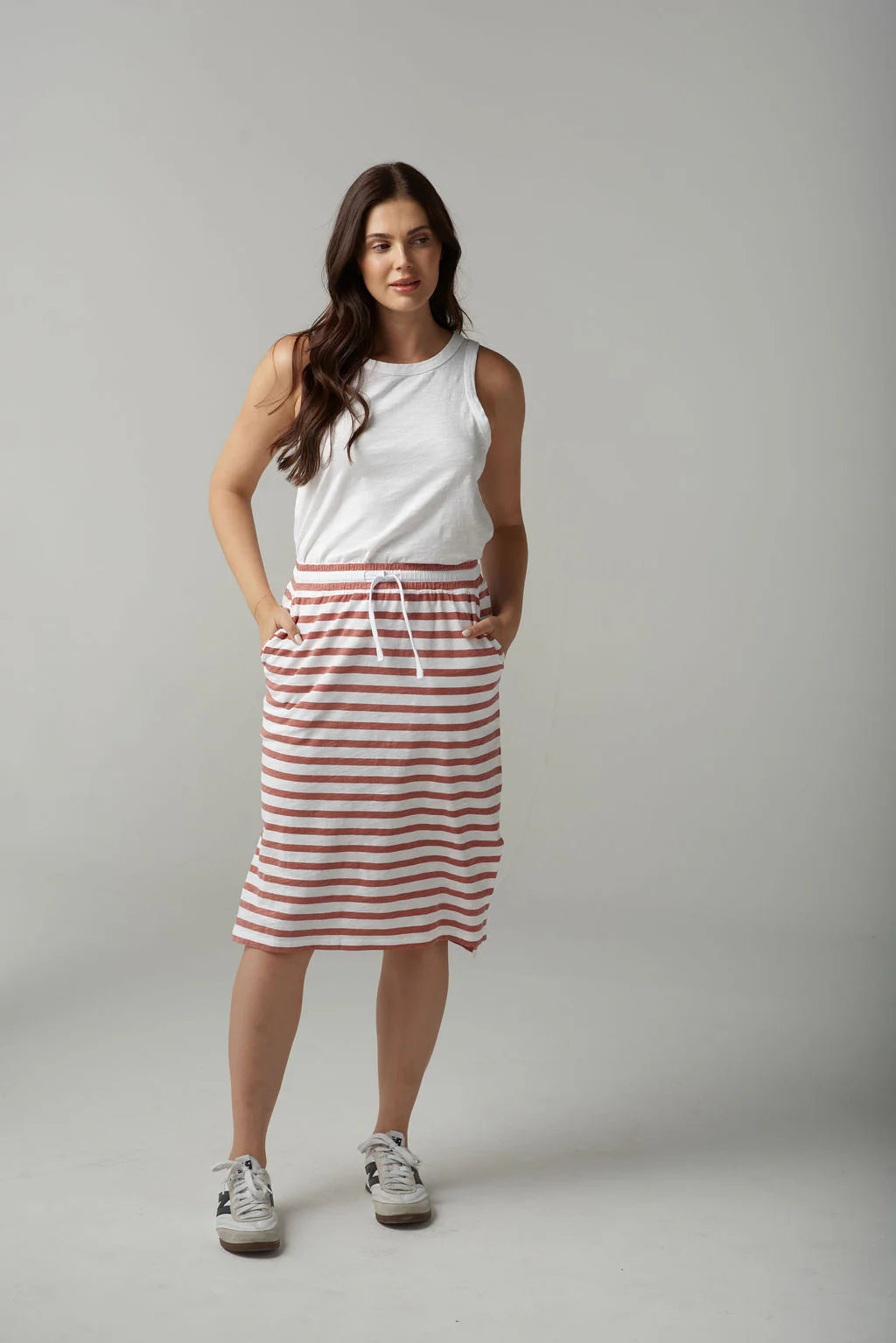 STRIPE DRAW STRING SKIRT