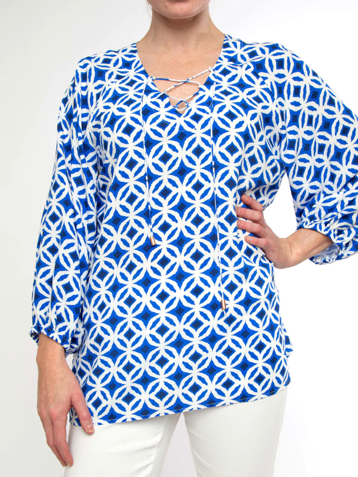 Lace Up Prt Top