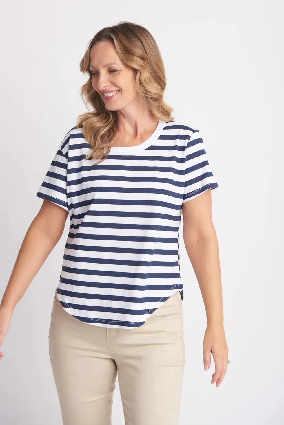 CREW NECK STRIPE TEE