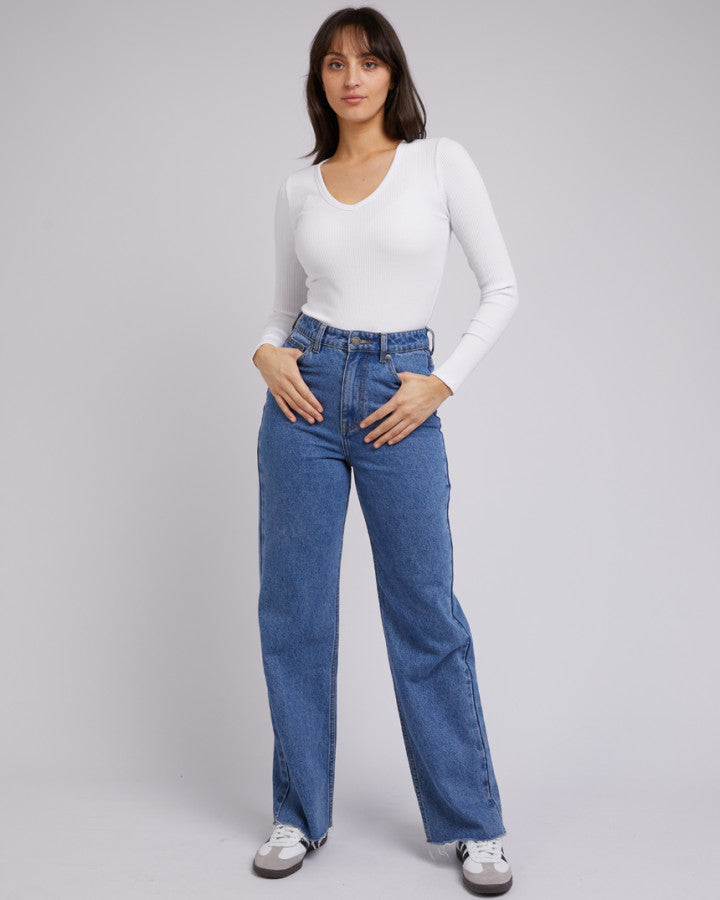 EVE RIB V NECK LONG SLEEVE TOP