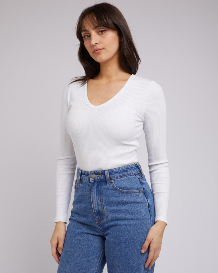 EVE RIB V NECK LONG SLEEVE TOP