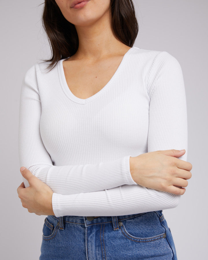 EVE RIB V NECK LONG SLEEVE TOP