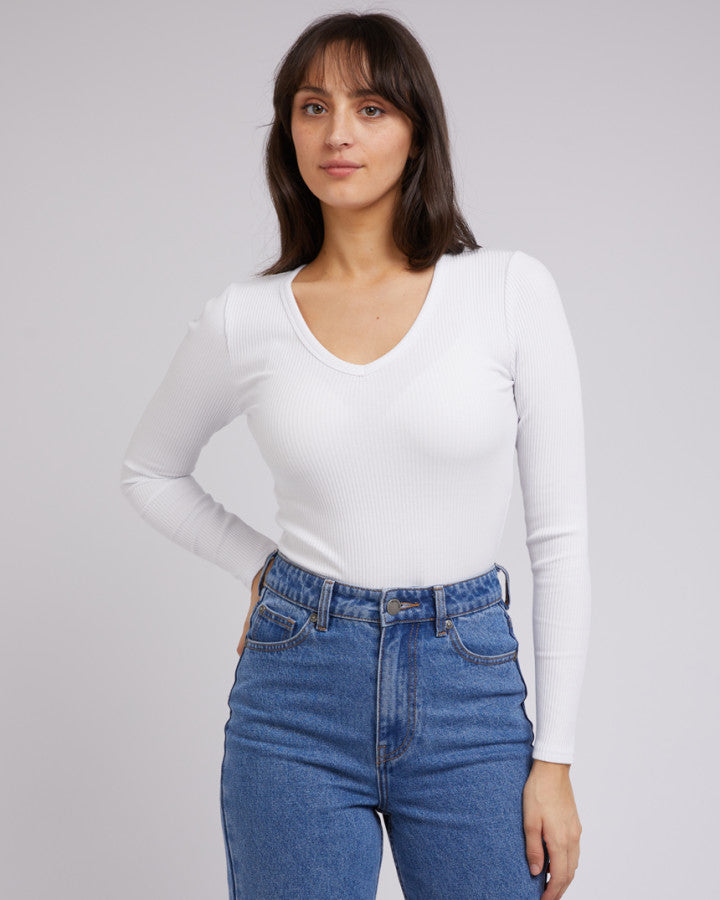 EVE RIB V NECK LONG SLEEVE TOP