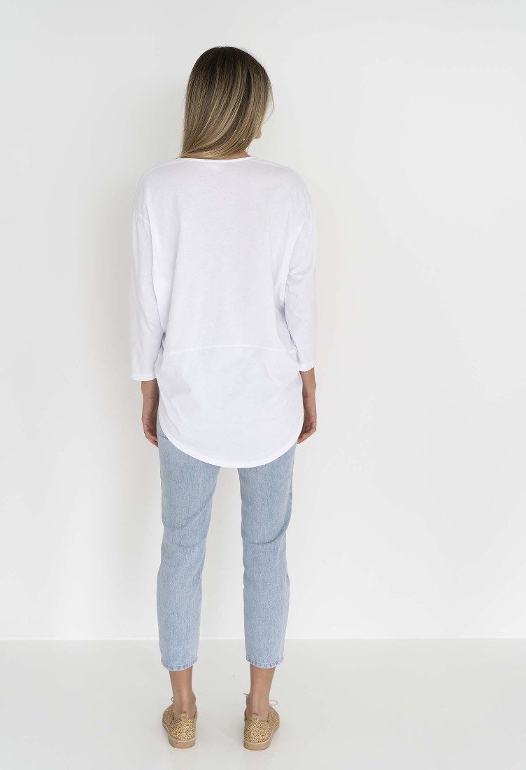 DELILAH DRAPE BACK TEE WHITE