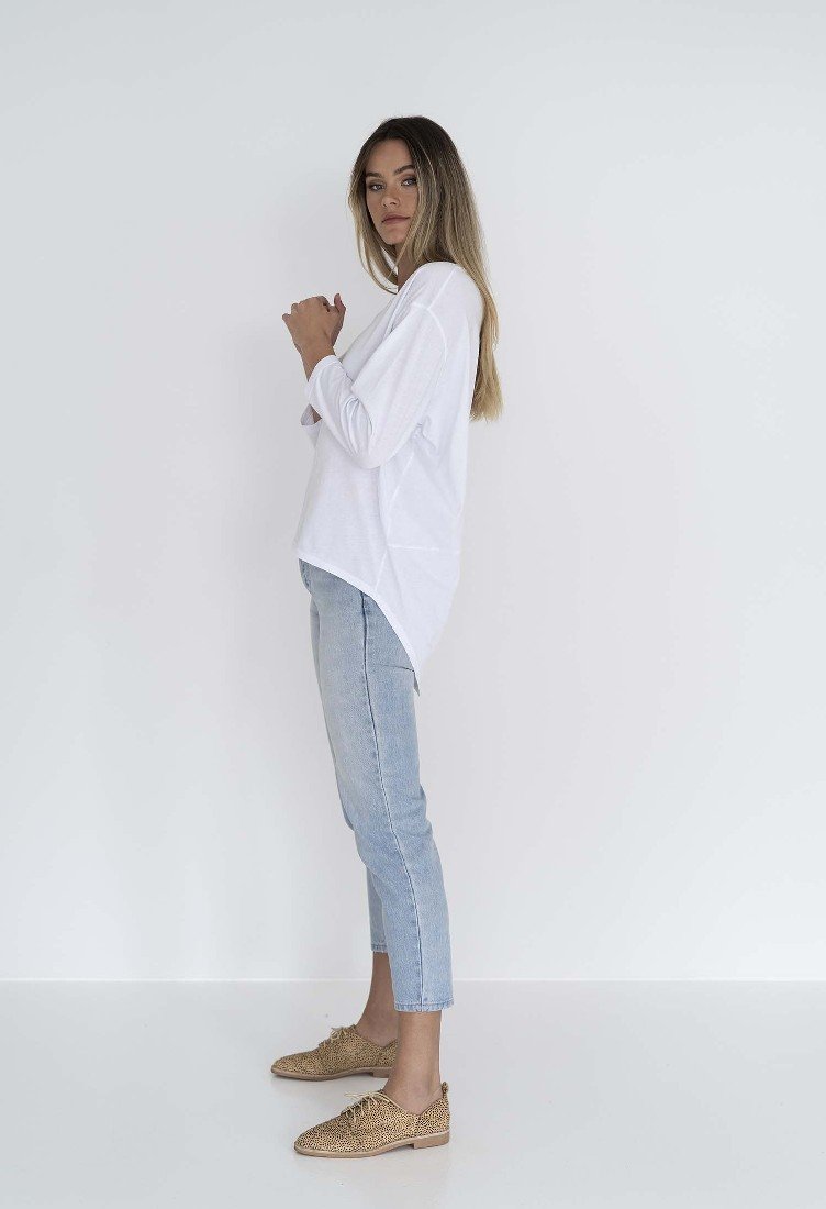 DELILAH DRAPE BACK TEE WHITE