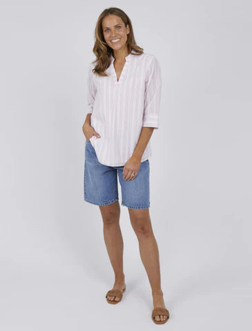 CHERRY STRIPE THROWOVER SHIRT