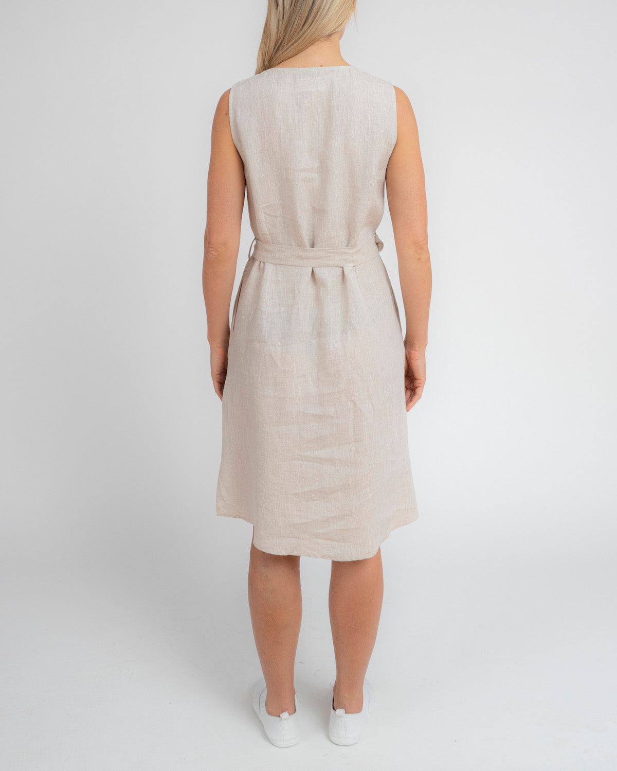 TIE WAIST LINEN DRESS