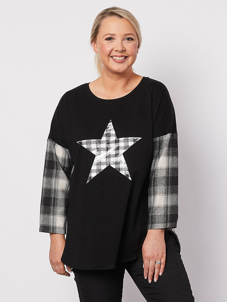 CONTRAST CHECK STAR TEE