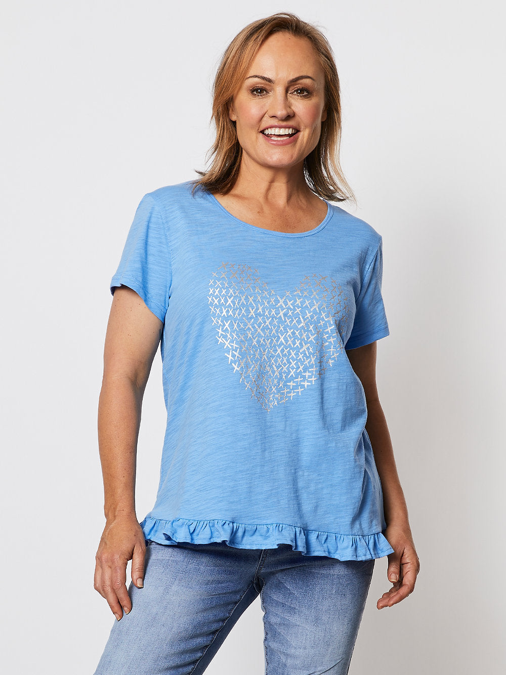 HEART FRILLED HEM TOP