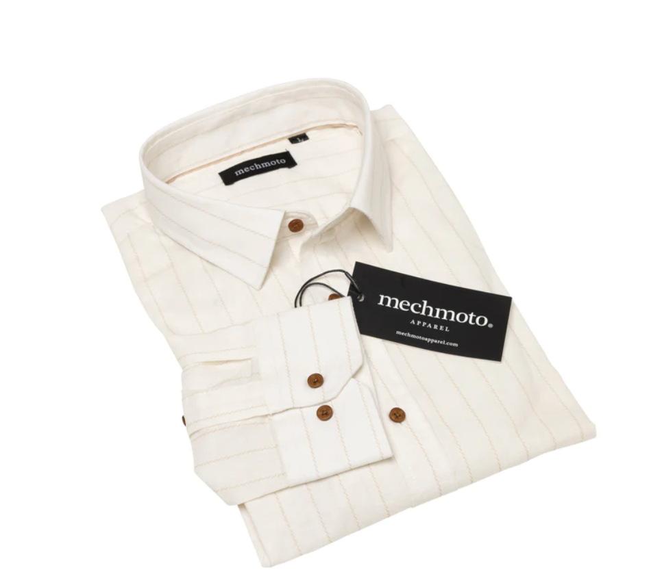 LINEN BROKEN STRIPE L/S SHIRT