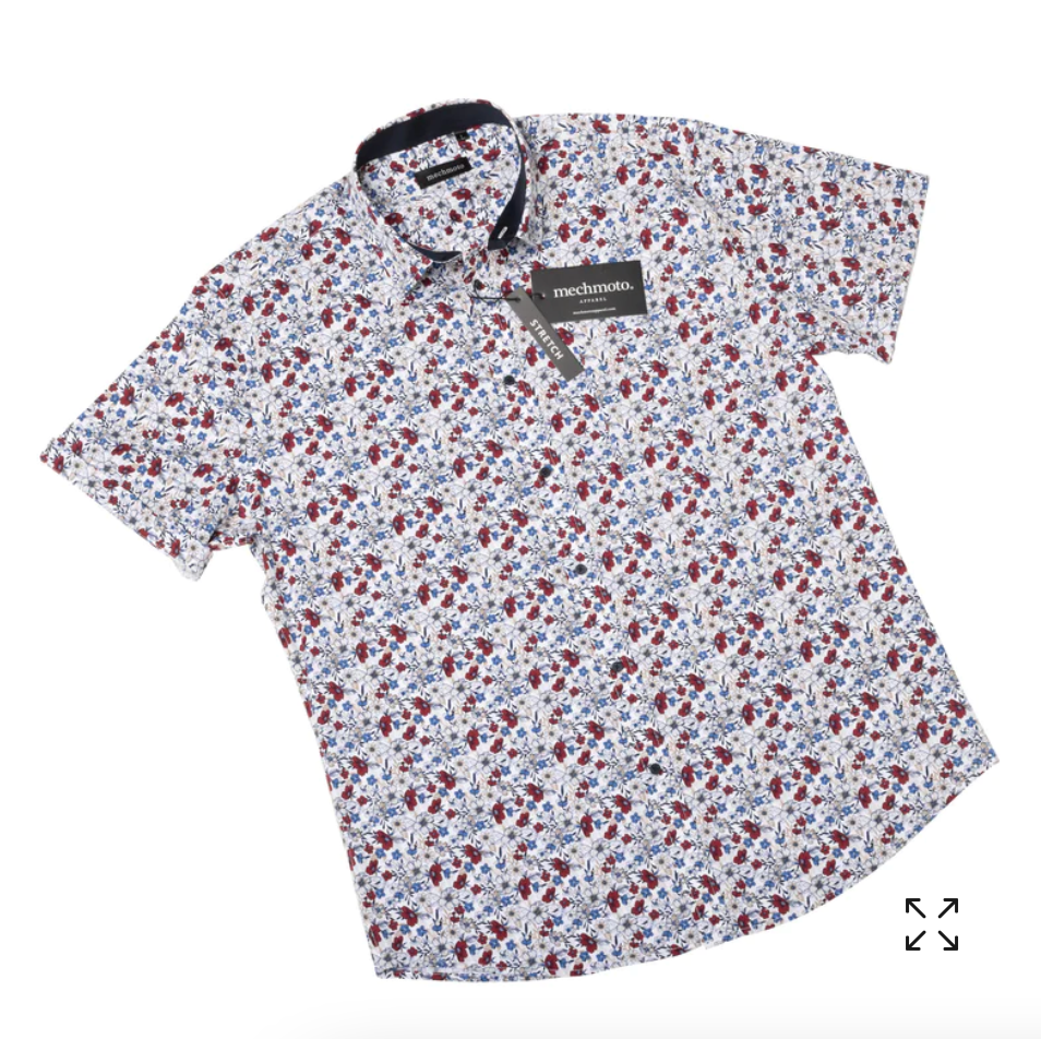 STRETCH COTTON FLORAL SHIRT