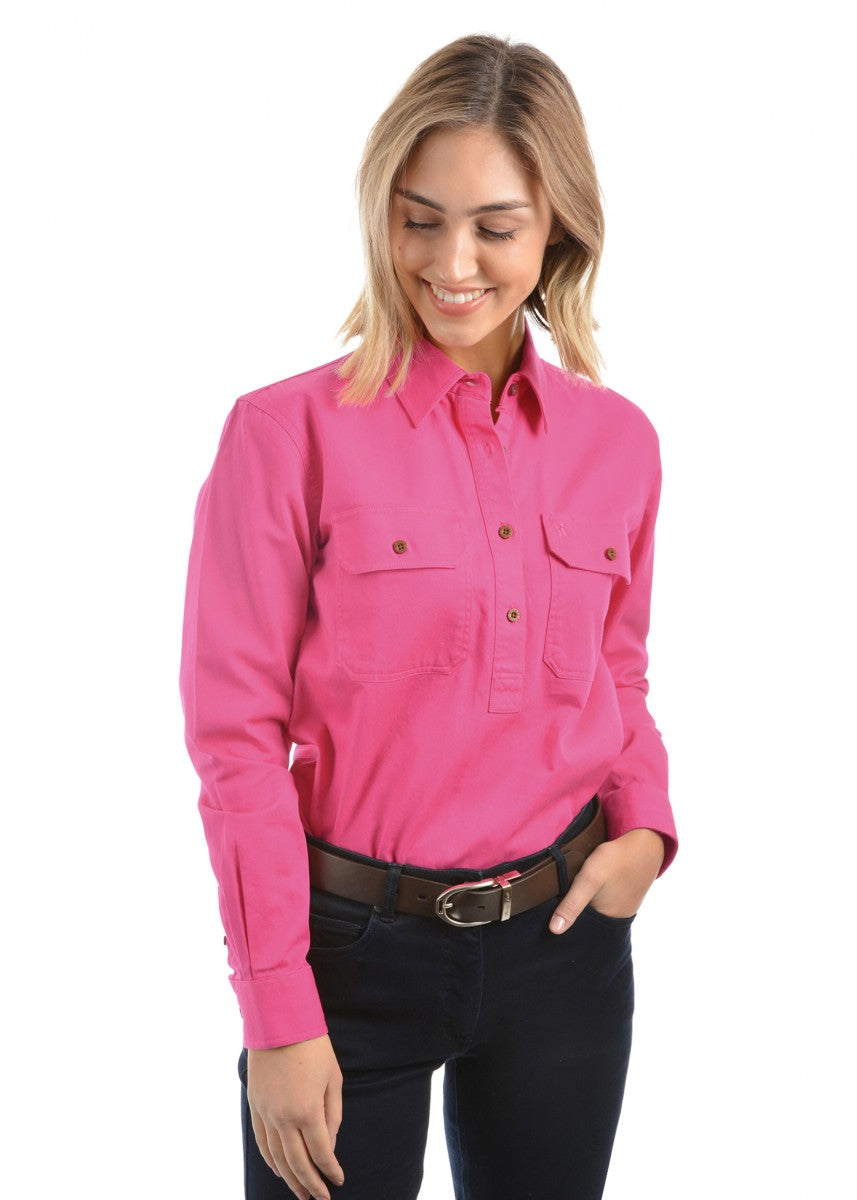 WOMENS 1/2 BUTTON SHIRT
