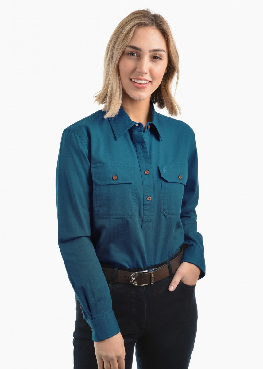 WOMENS 1/2 BUTTON SHIRT
