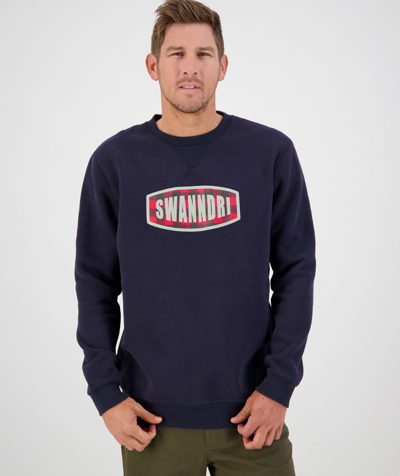 CHECK LOGO PRINT FLEECE CREW