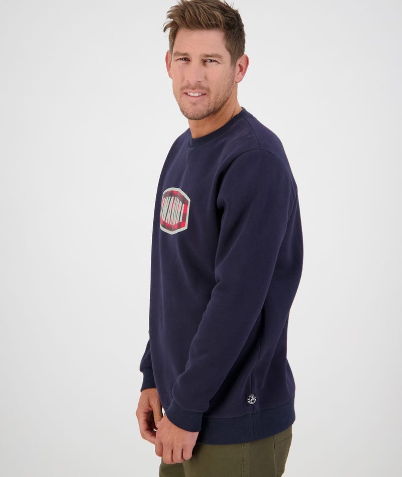 CHECK LOGO PRINT FLEECE CREW